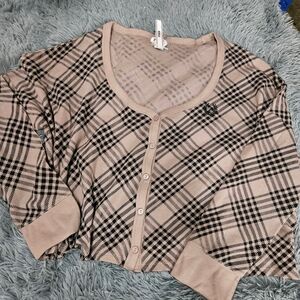 Victoria's Secret Plaid Button-Front Cardigan